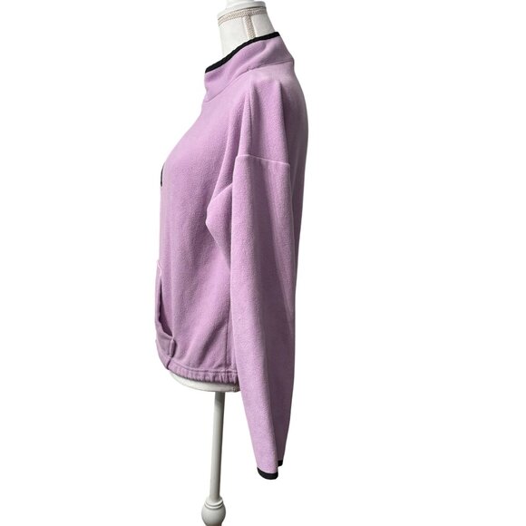 Lavender Fleece Quarter-Zip Pullover Sweatshirt W/ Kangaroo Pocket JuniorWomenL - Picture 2 of 12